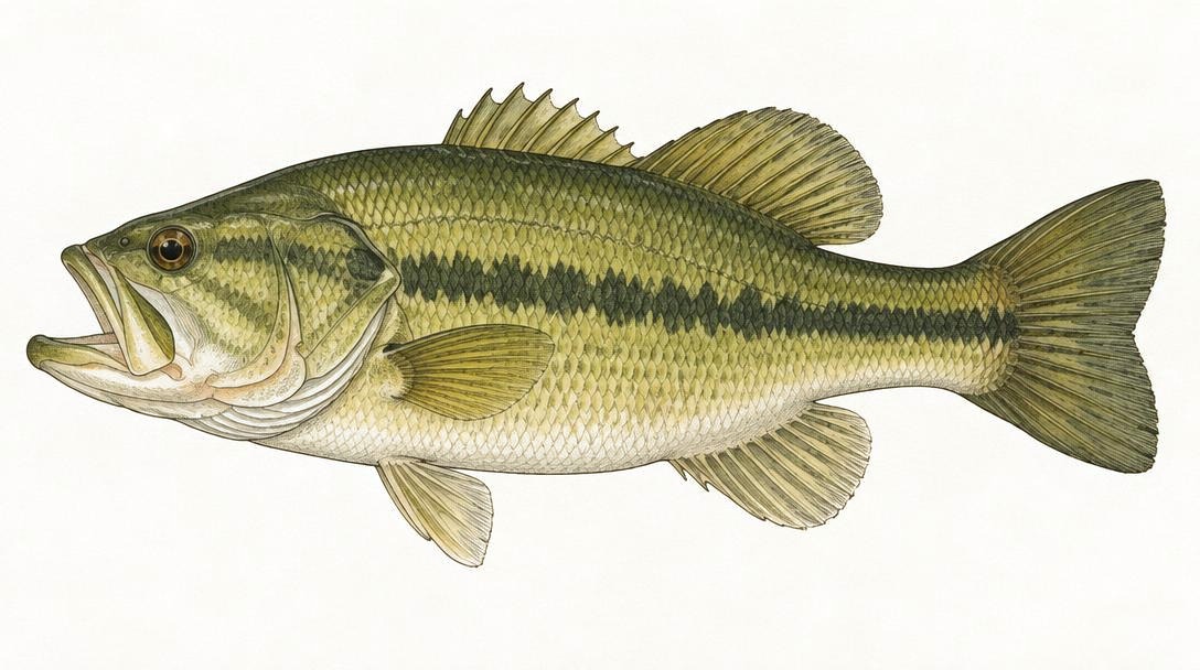 Largemouth Bass identification drawing